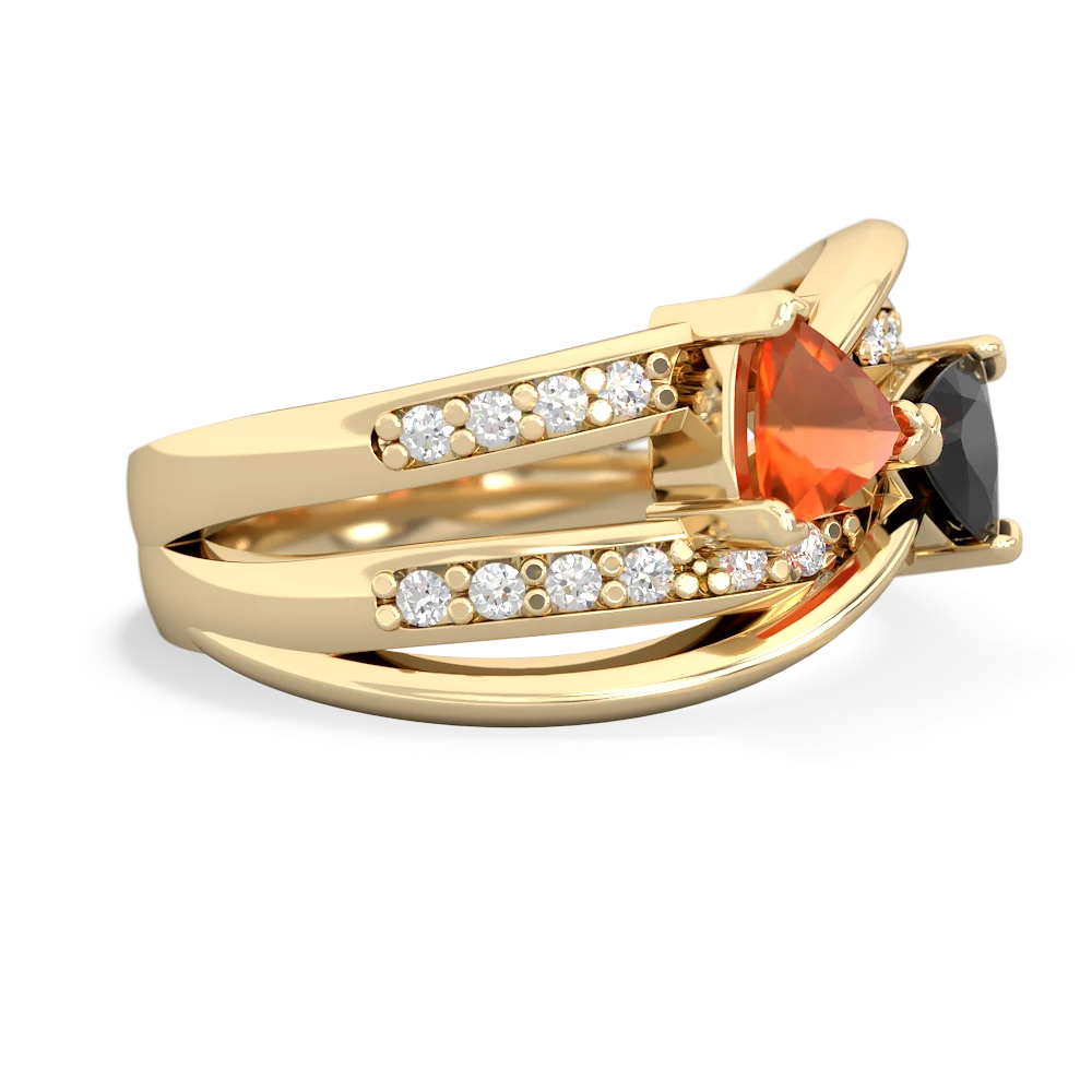 Fire Opal Bowtie 14K Yellow Gold ring R2360