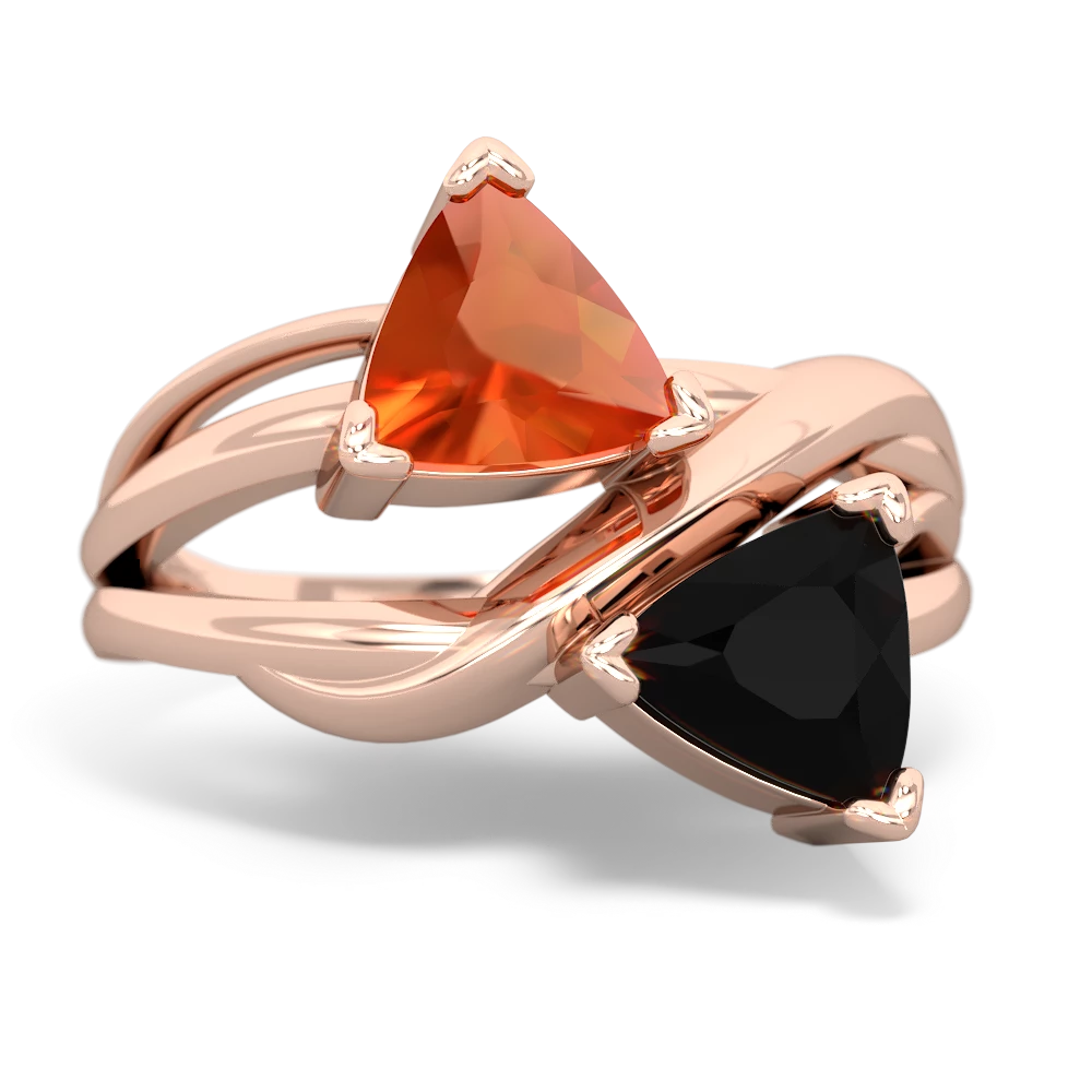 Fire Opal Split Band Swirl 14K Rose Gold ring R2341