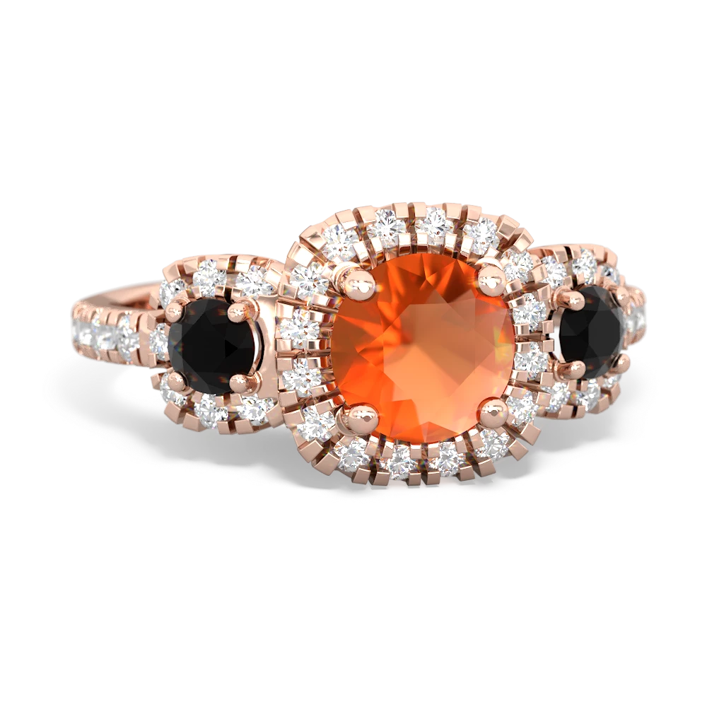 Fire Opal Regal Halo 14K Rose Gold ring R5350