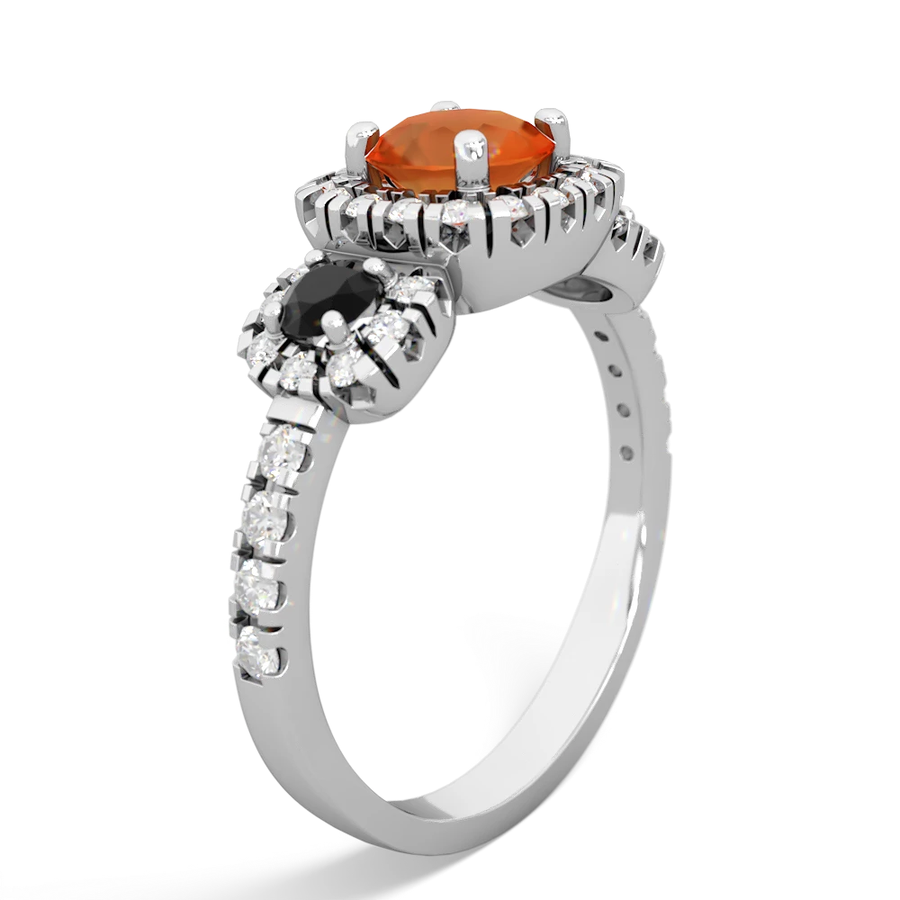 Fire Opal Regal Halo 14K White Gold ring R5350