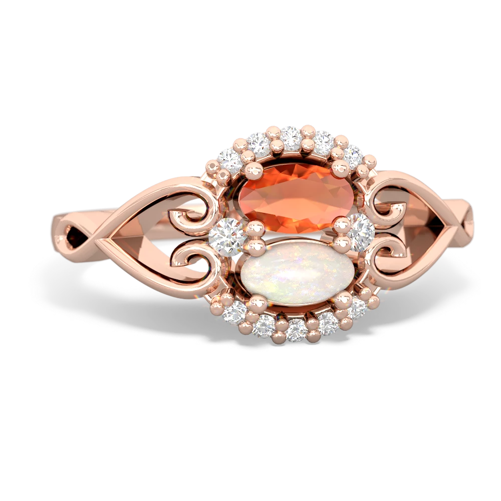 Fire Opal Love Nest 14K Rose Gold ring R5860