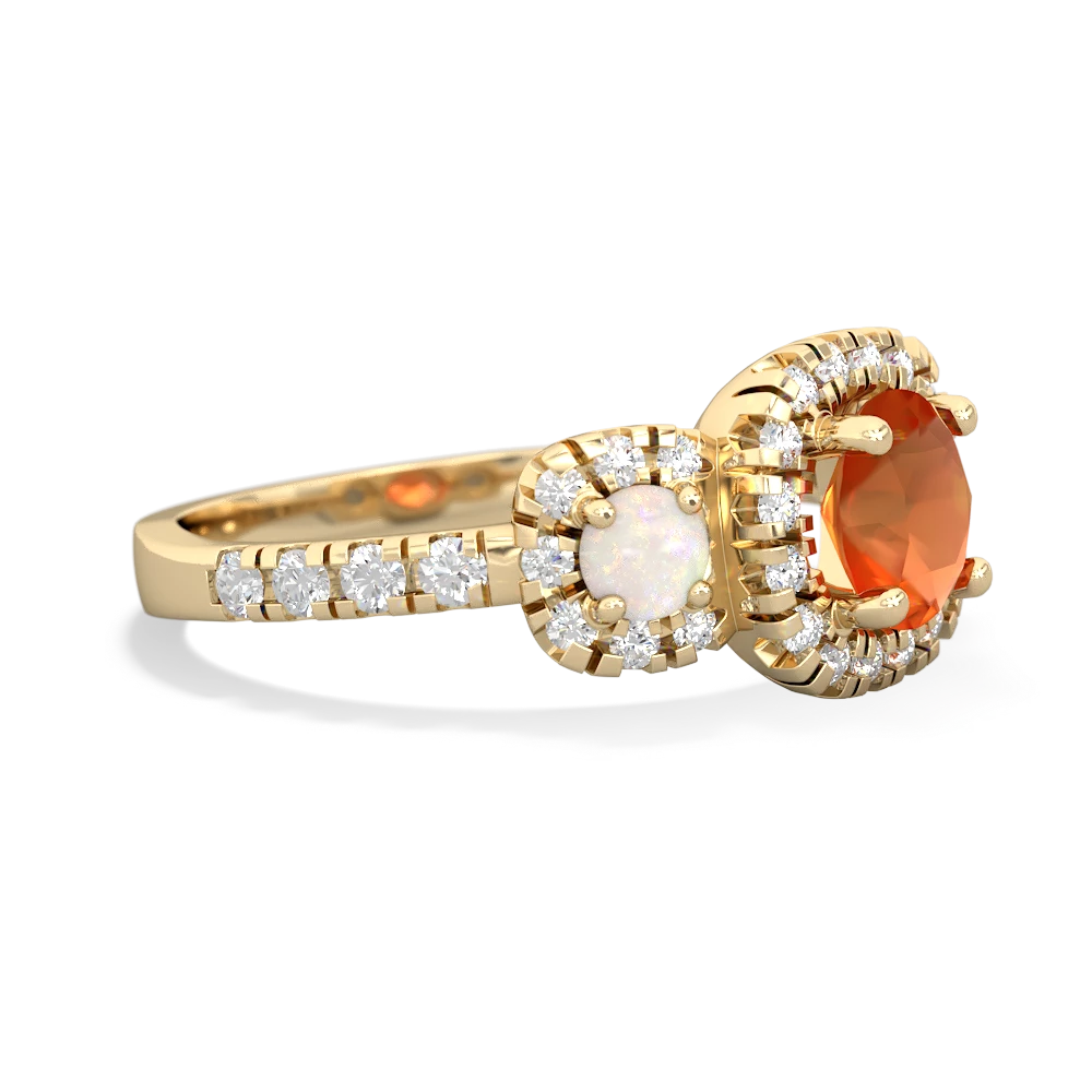 Fire Opal Regal Halo 14K Yellow Gold ring R5350