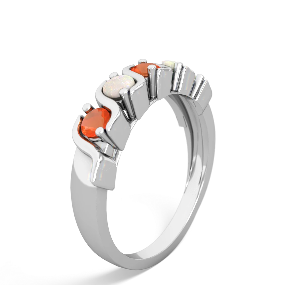 Fire Opal Anniversary Band 14K White Gold ring R2089