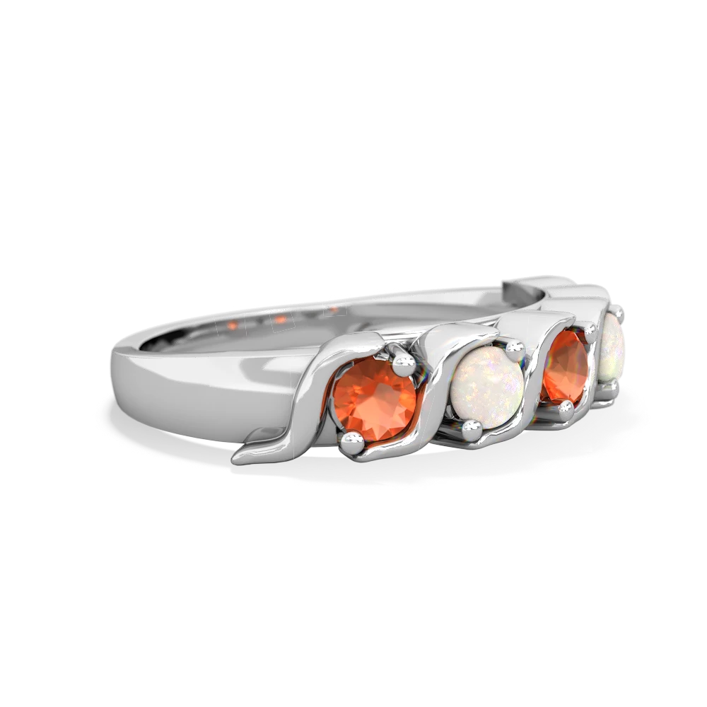 Fire Opal Anniversary Band 14K White Gold ring R2089