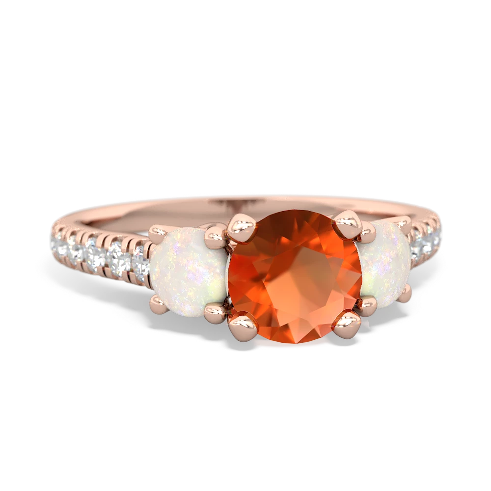 Fire Opal Pave Trellis 14K Rose Gold ring R5500