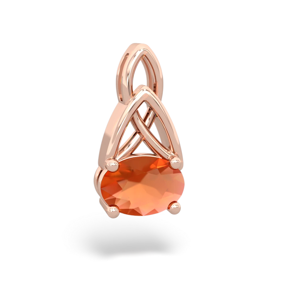 Fire Opal Celtic Trinity Knot 14K Rose Gold pendant P2389