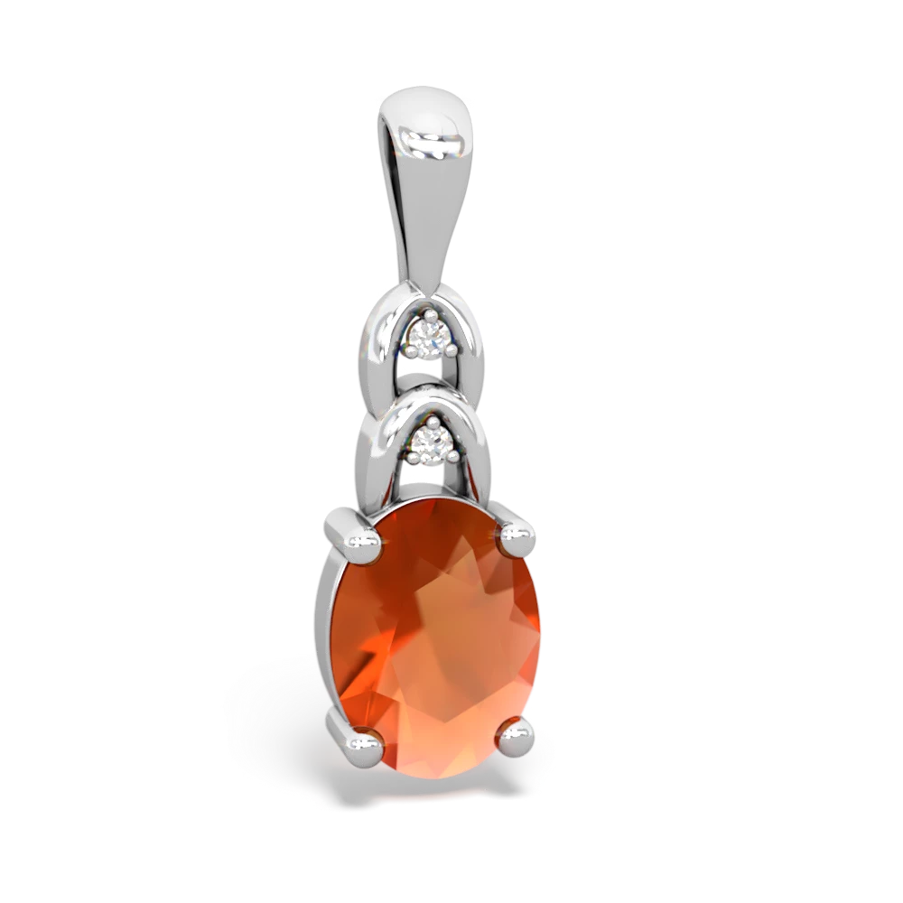 Fire Opal Links 14K White Gold pendant P4032