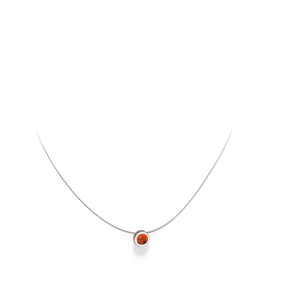 Fire Opal 6Mm Slide 14K White Gold pendant P3786