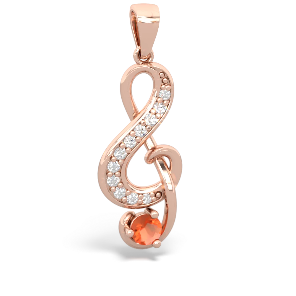 Fire Opal G-Clef Music 14K Rose Gold pendant P5830