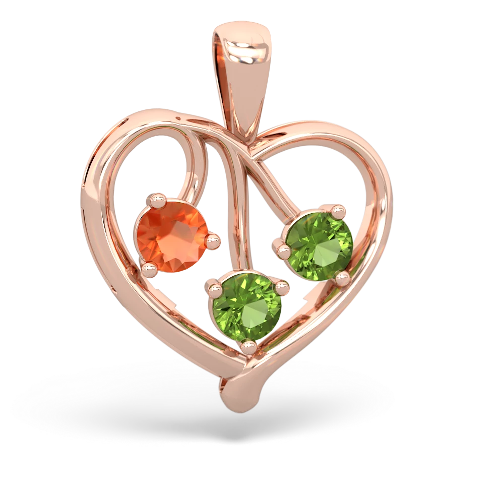 Fire Opal Glowing Heart 14K Rose Gold pendant P2233