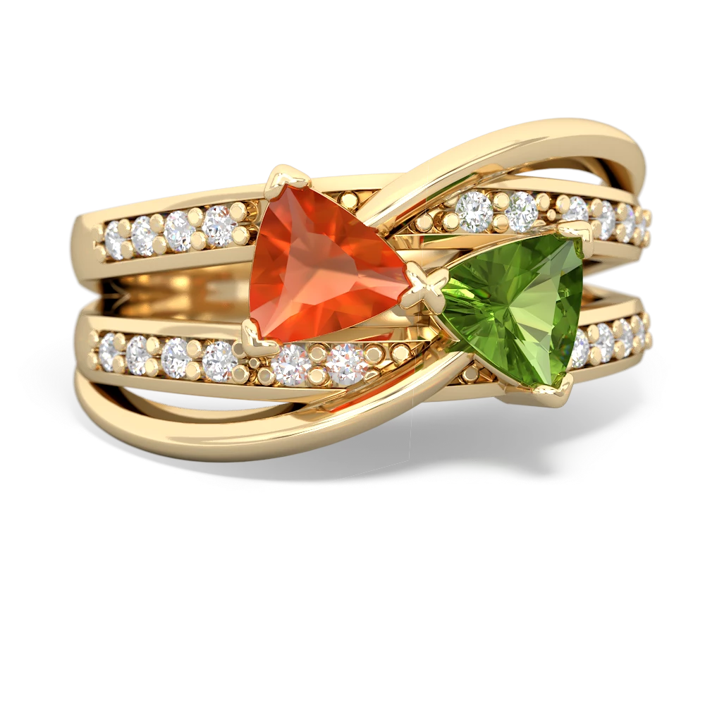 Fire Opal Bowtie 14K Yellow Gold ring R2360