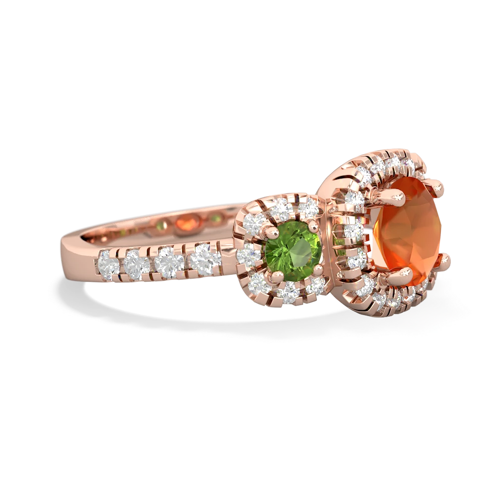 Fire Opal Regal Halo 14K Rose Gold ring R5350