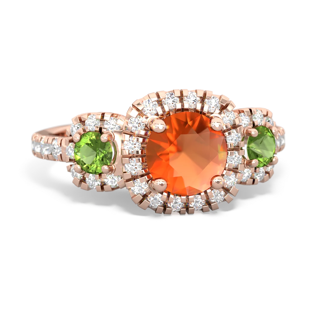 Fire Opal Regal Halo 14K Rose Gold ring R5350