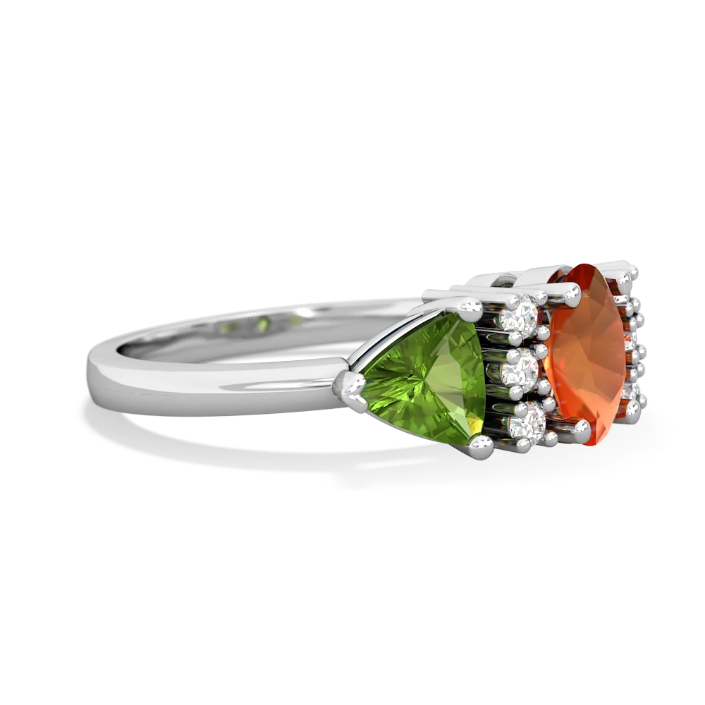 Fire Opal Antique Style Three Stone 14K White Gold ring R2186