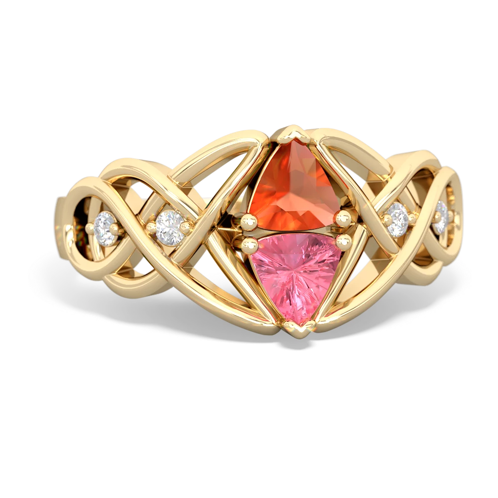 Fire Opal Keepsake Celtic Knot 14K Yellow Gold ring R5300