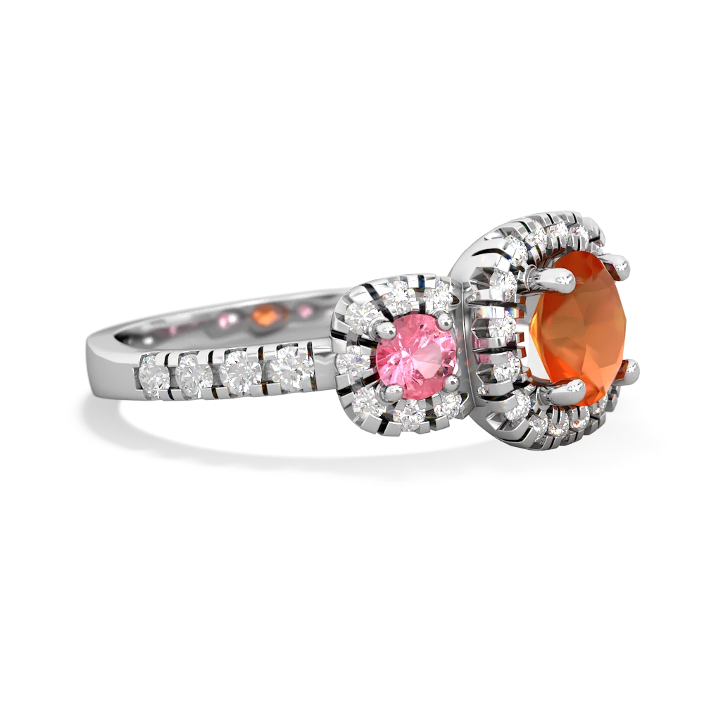 Fire Opal Regal Halo 14K White Gold ring R5350