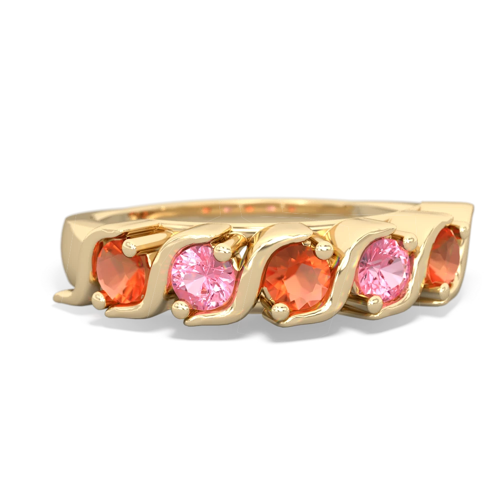 Fire Opal Anniversary Band 14K Yellow Gold ring R2089