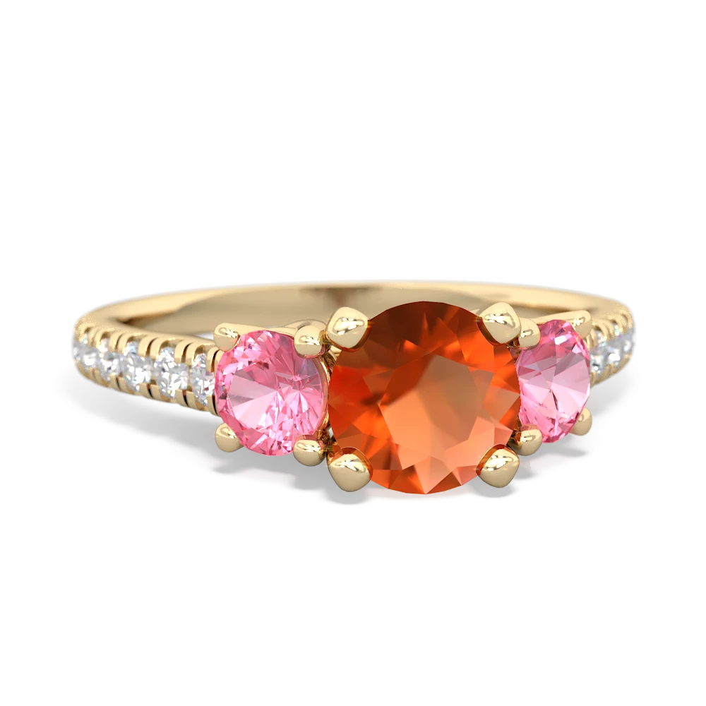 Fire Opal Pave Trellis 14K Yellow Gold ring R5500