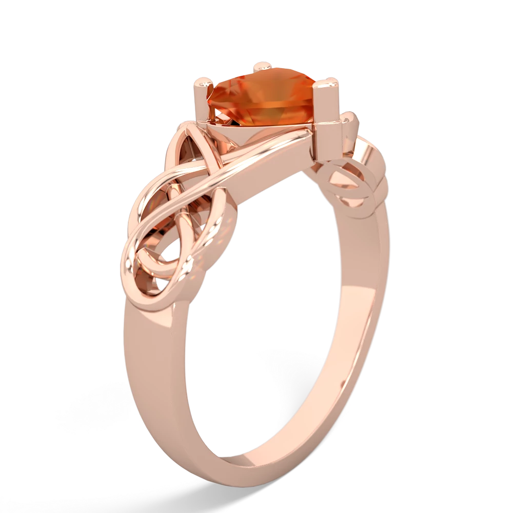 Fire Opal Claddagh Celtic Knot 14K Rose Gold ring R2367