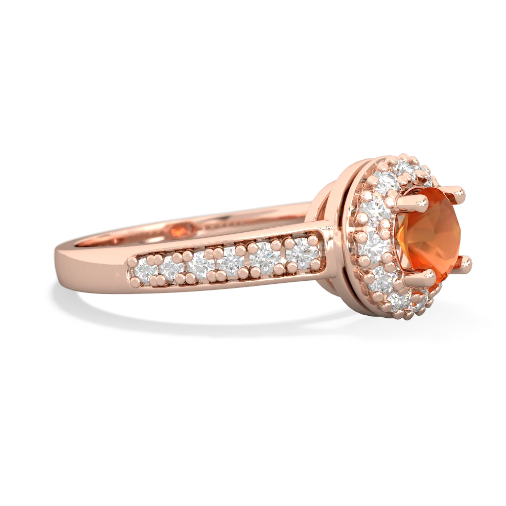 Fire Opal Diamond Halo 14K Rose Gold ring R5370