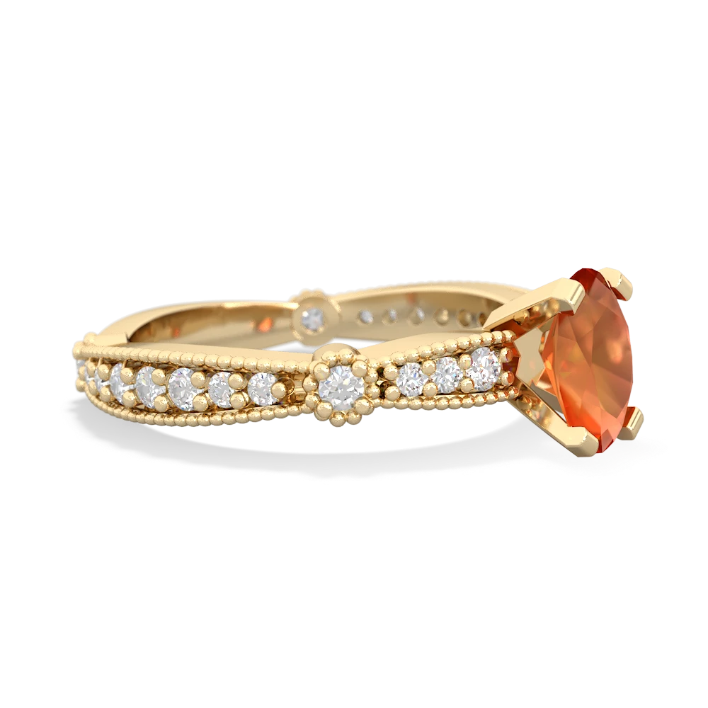 Fire Opal Sparkling Tiara 7X5mm Oval 14K Yellow Gold ring R26297VL