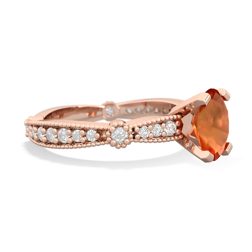 Fire Opal Sparkling Tiara 8X6 Oval 14K Rose Gold ring R26298VL