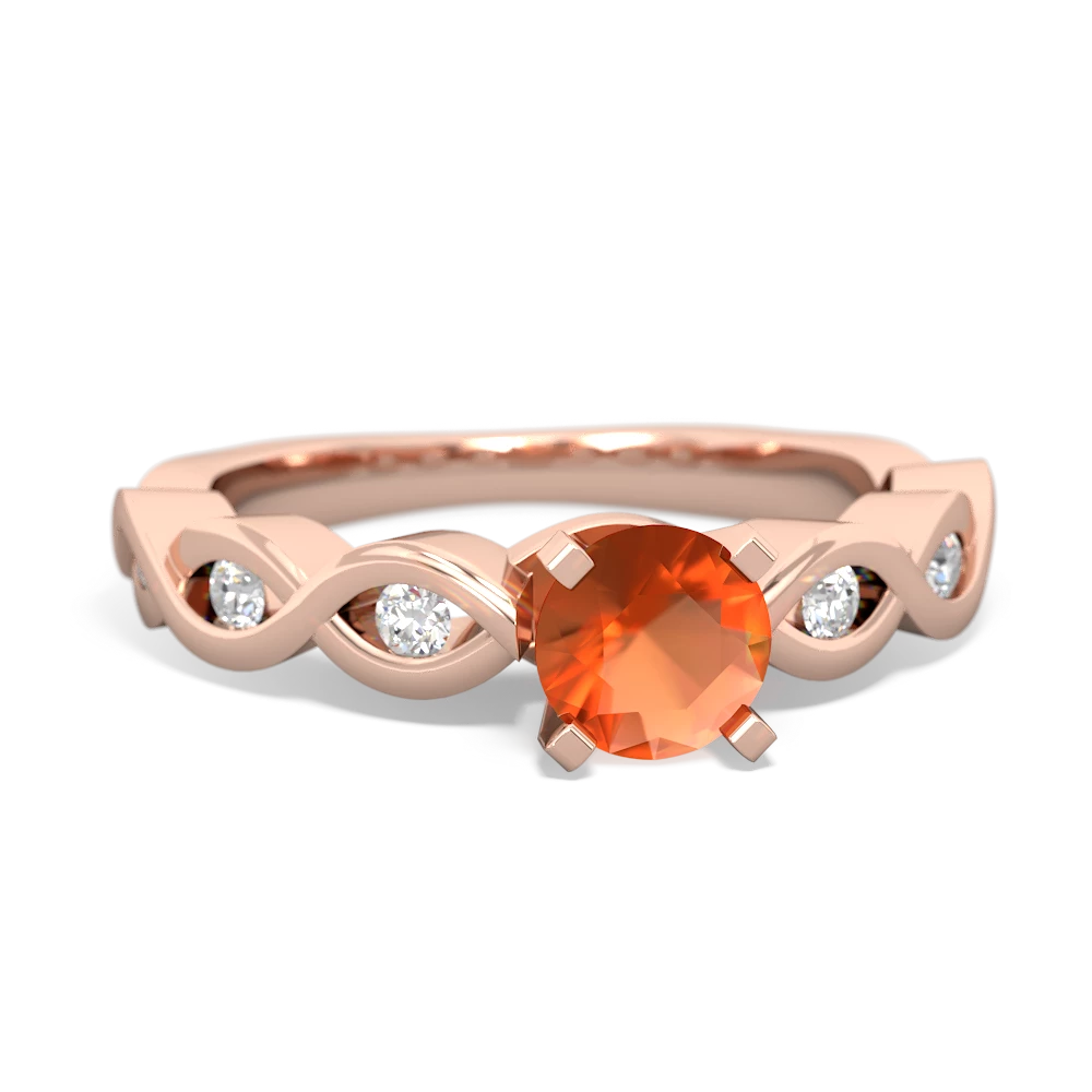 Fire Opal Infinity 5Mm Round Engagement 14K Rose Gold ring R26315RD