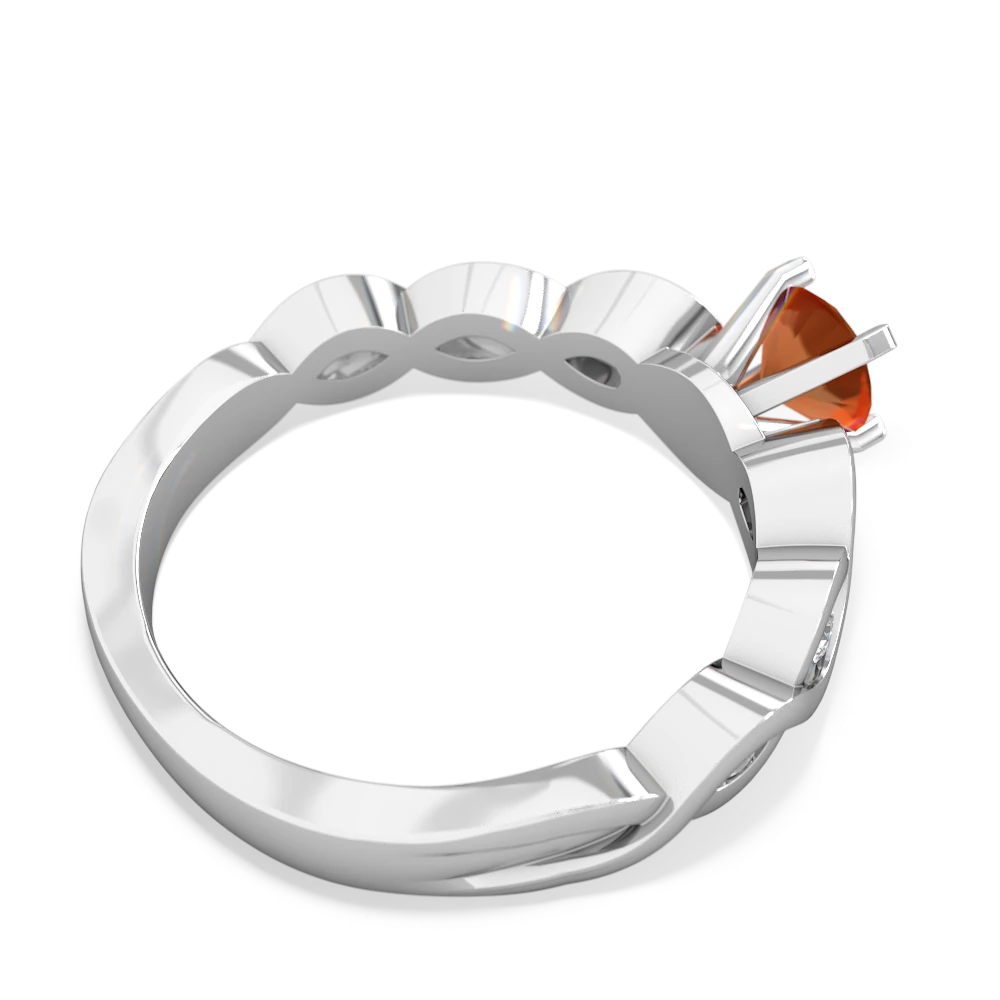 Fire Opal Infinity 5Mm Round Engagement 14K White Gold ring R26315RD