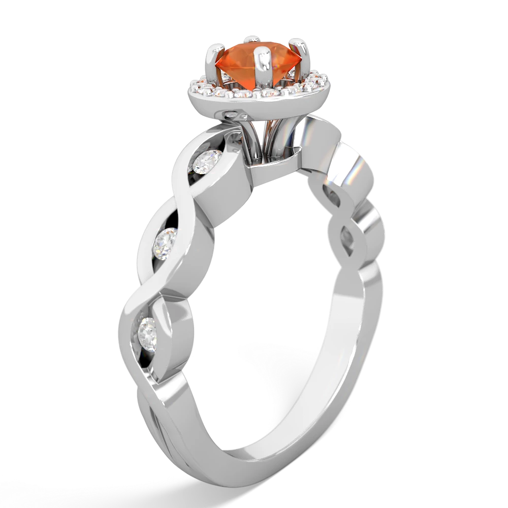 Fire Opal Infinity Halo Engagement 14K White Gold ring R26315RH