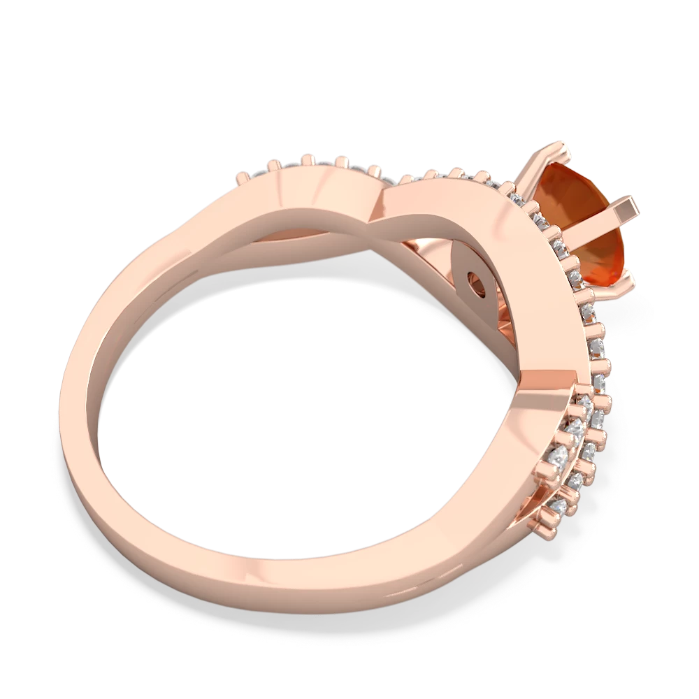 Fire Opal Diamond Twist 6Mm Round Engagment  14K Rose Gold ring R26406RD