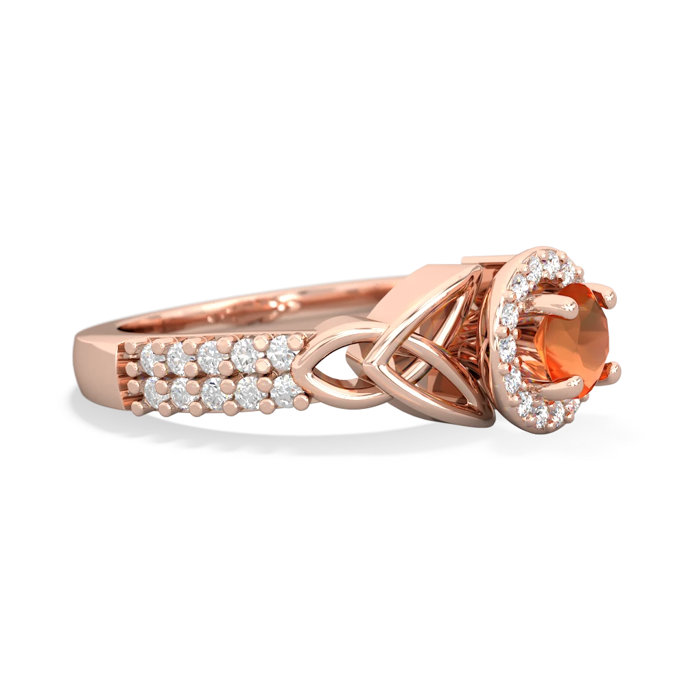 Fire Opal Celtic Knot Halo 14K Rose Gold ring R26445RH