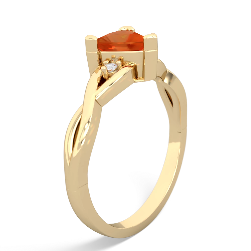 Fire Opal Trillion Twist 14K Yellow Gold ring R2104