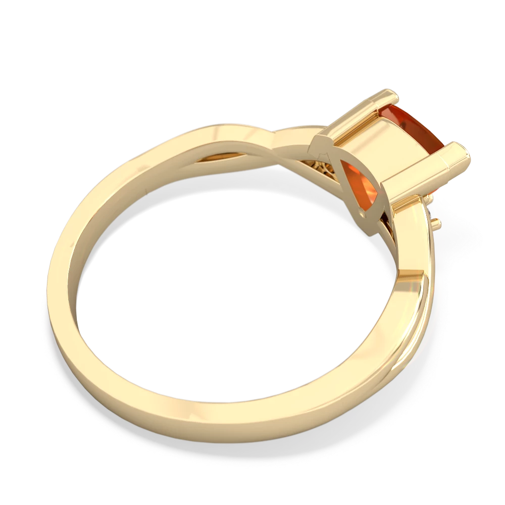 Fire Opal Trillion Twist 14K Yellow Gold ring R2104