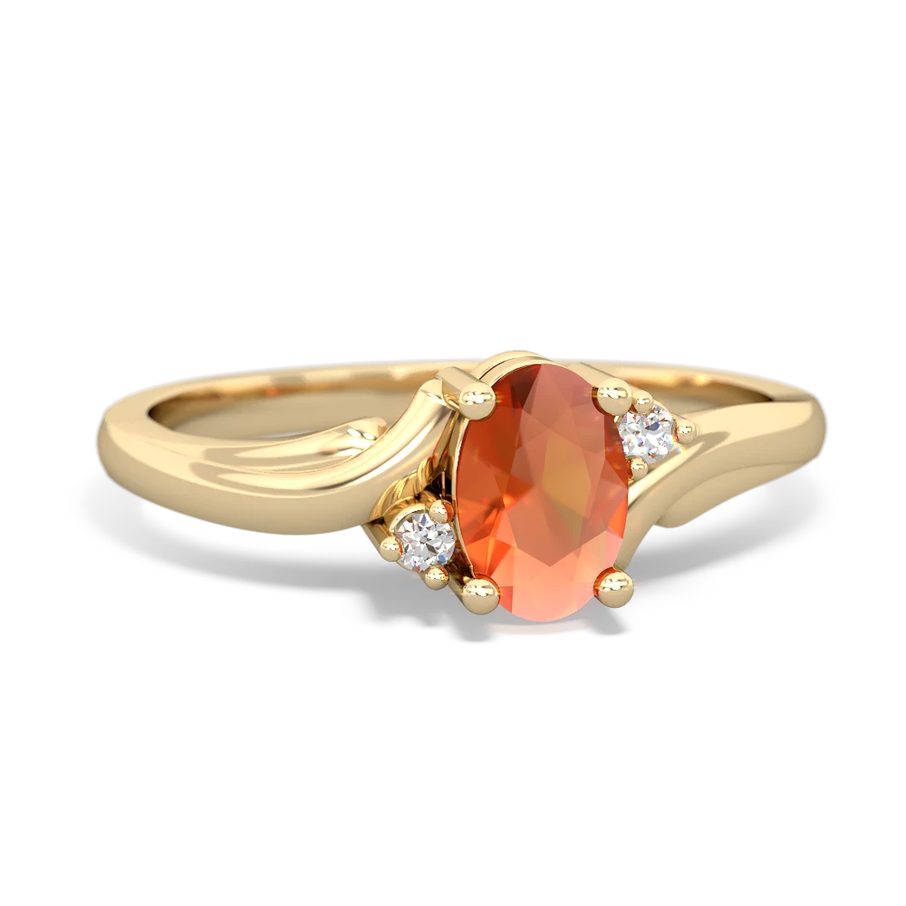 Fire Opal Elegant Swirl 14K Yellow Gold ring R2173