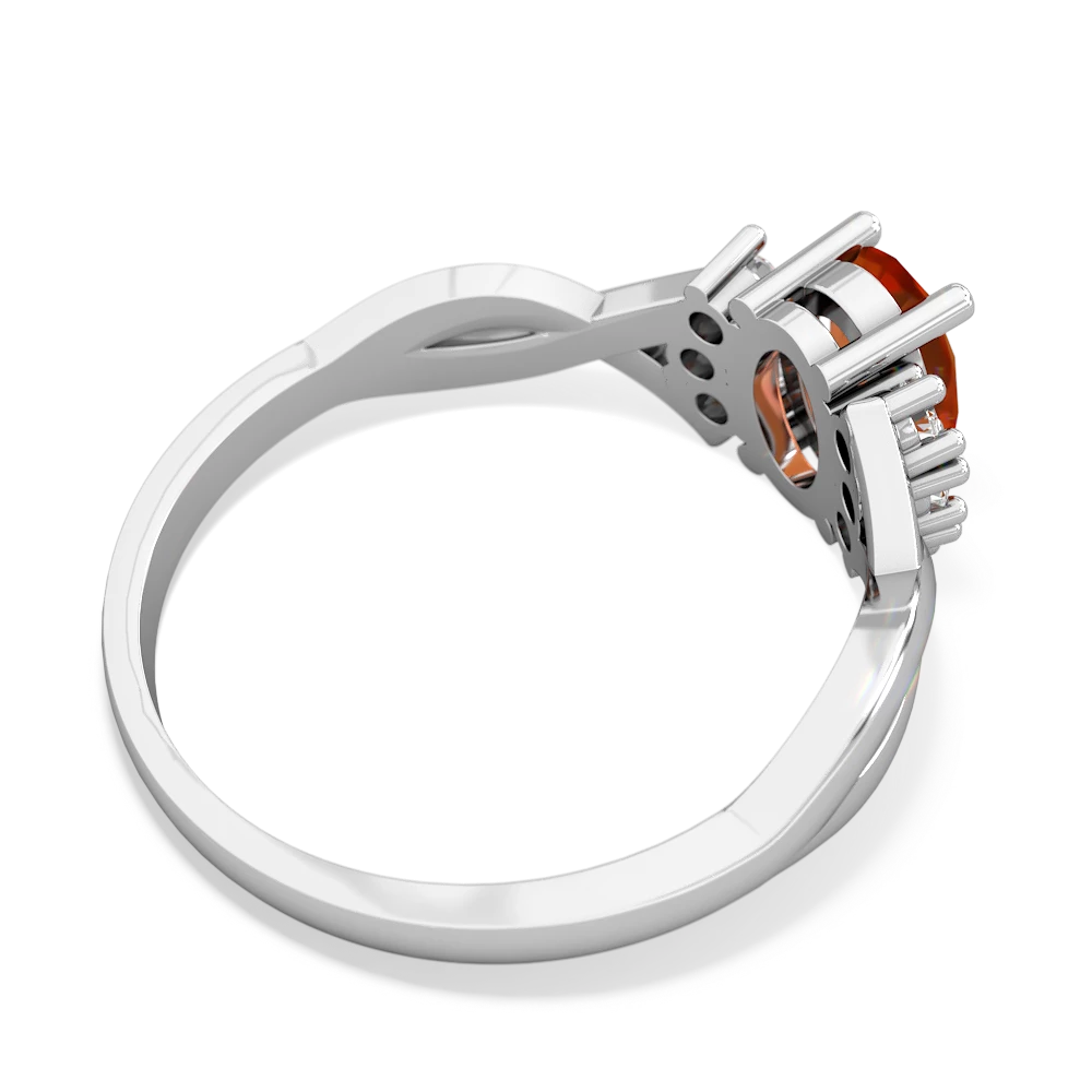 Fire Opal Victorian Twist 14K White Gold ring R2497