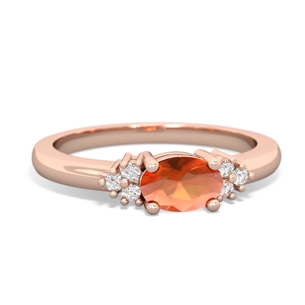 Fire Opal Simply Elegant East-West 14K Rose Gold ring R2480