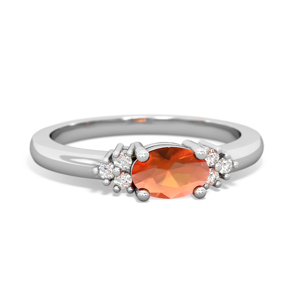 Fire Opal Simply Elegant East-West 14K White Gold ring R2480