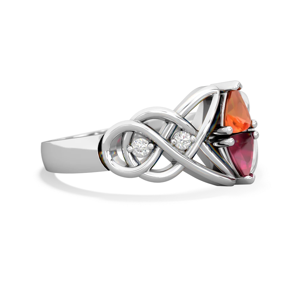 Fire Opal Keepsake Celtic Knot 14K White Gold ring R5300