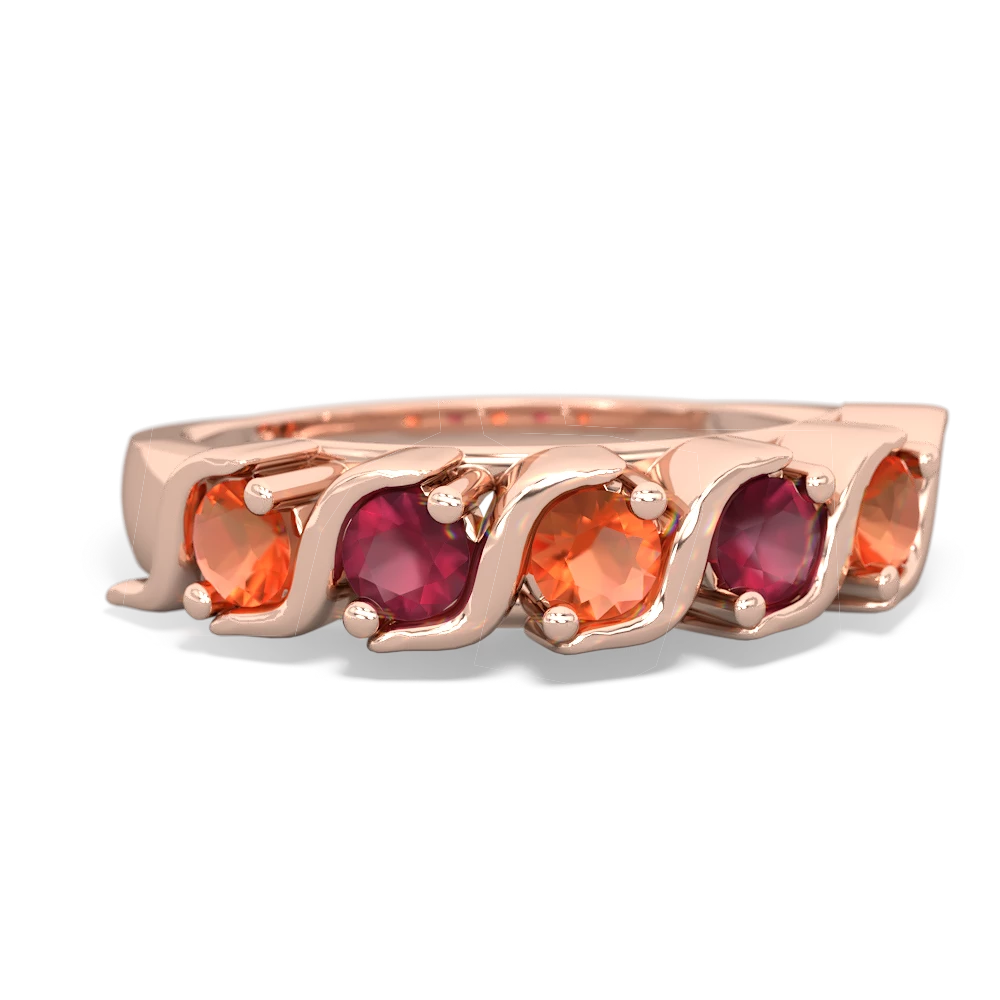 Fire Opal Anniversary Band 14K Rose Gold ring R2089