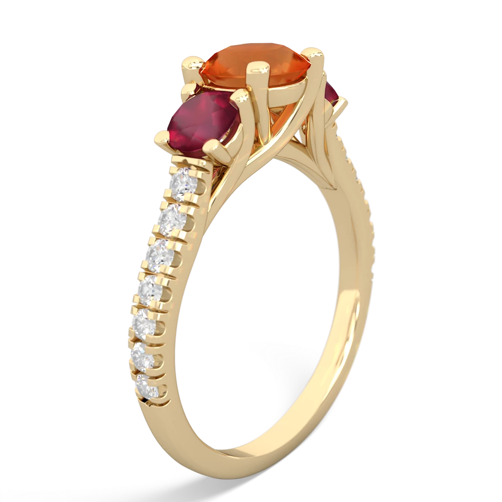 Fire Opal Pave Trellis 14K Yellow Gold ring R5500