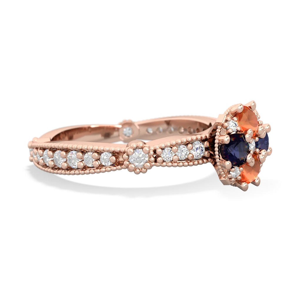 Fire Opal Sparkling Tiara Cluster 14K Rose Gold ring R26293RD