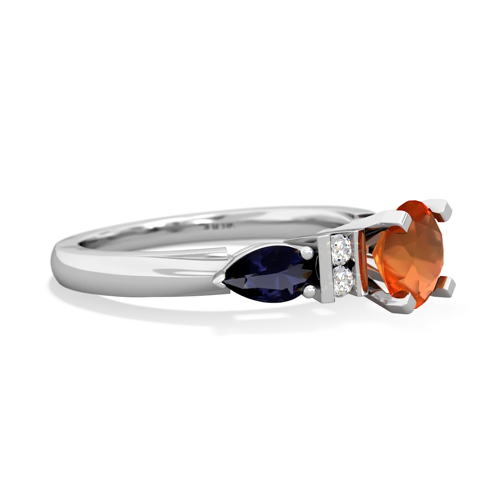 Fire Opal 6Mm Round Eternal Embrace Engagement 14K White Gold ring R2005