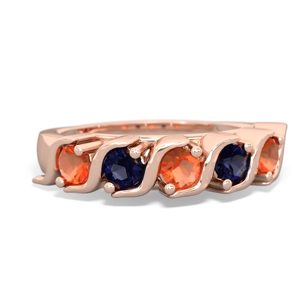 Fire Opal Anniversary Band 14K Rose Gold ring R2089