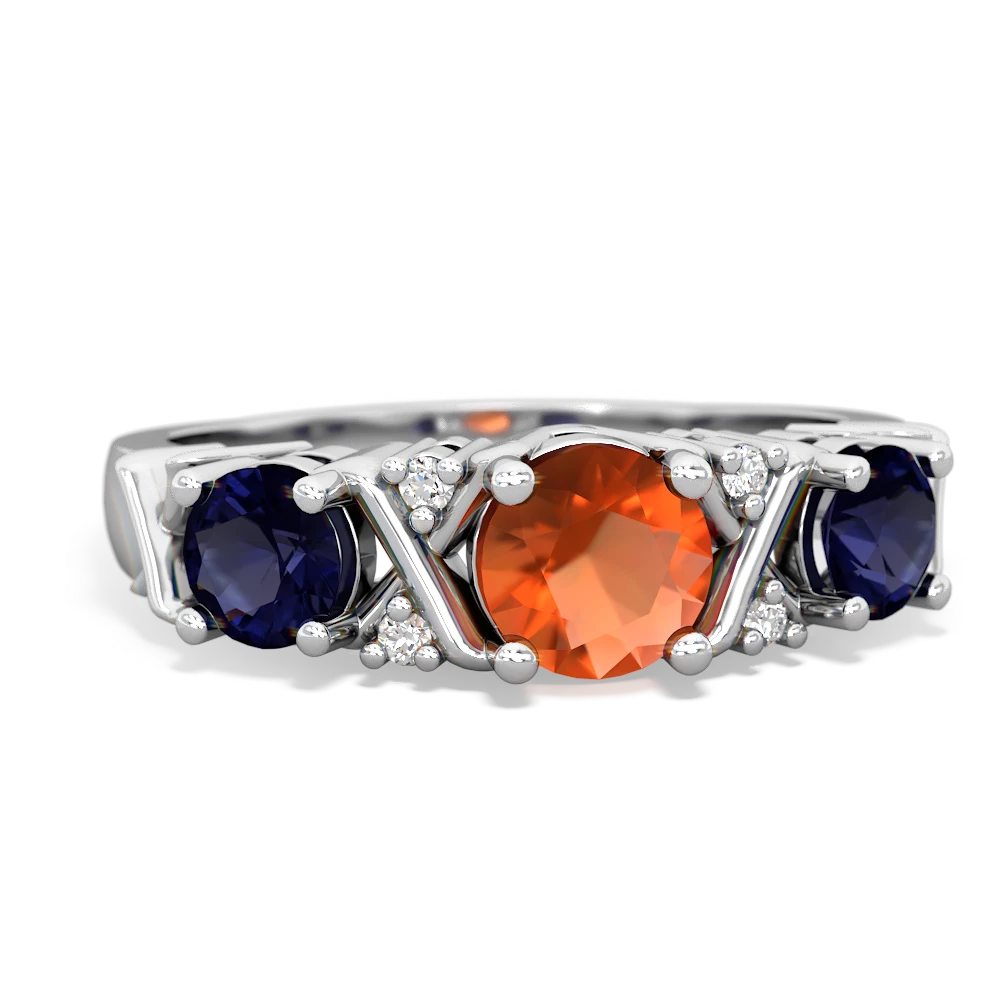 Fire Opal Hugs And Kisses 14K White Gold ring R5016