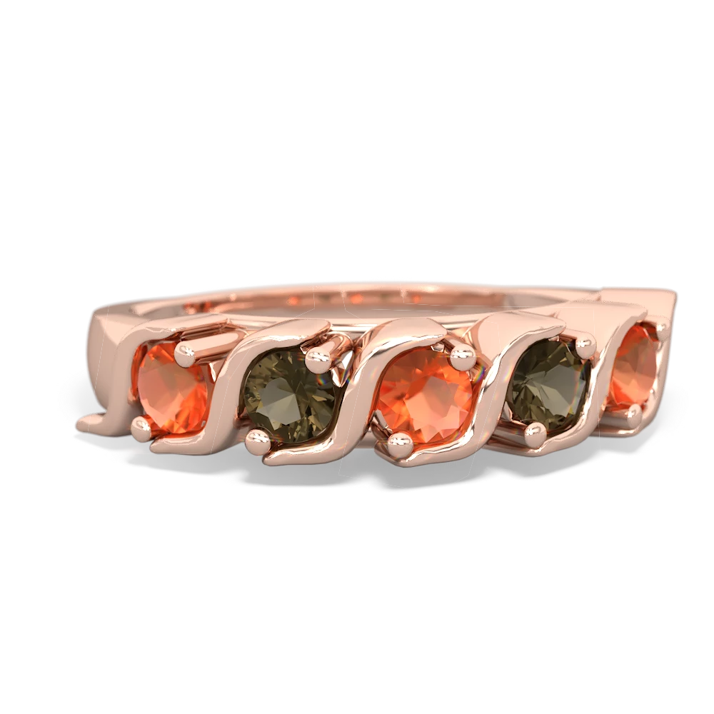 Fire Opal Anniversary Band 14K Rose Gold ring R2089