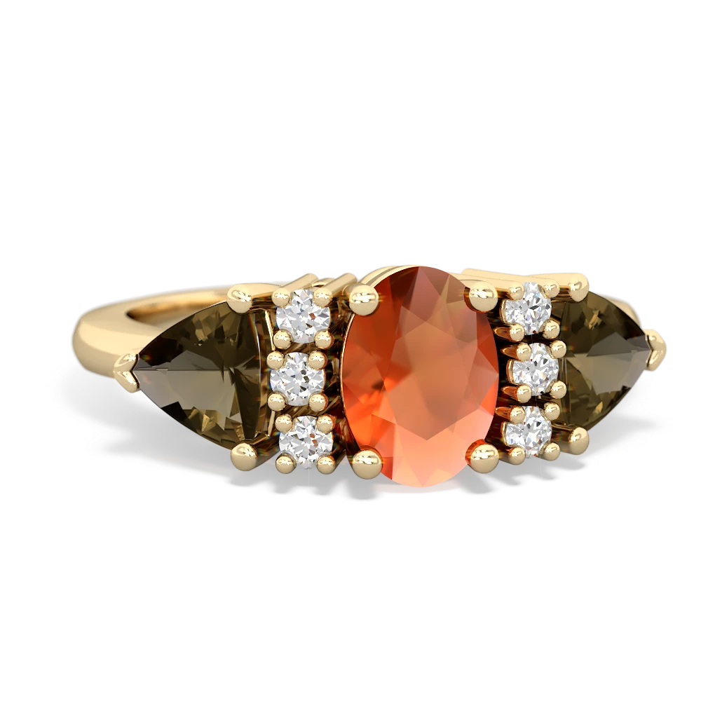 Fire Opal Antique Style Three Stone 14K Yellow Gold ring R2186