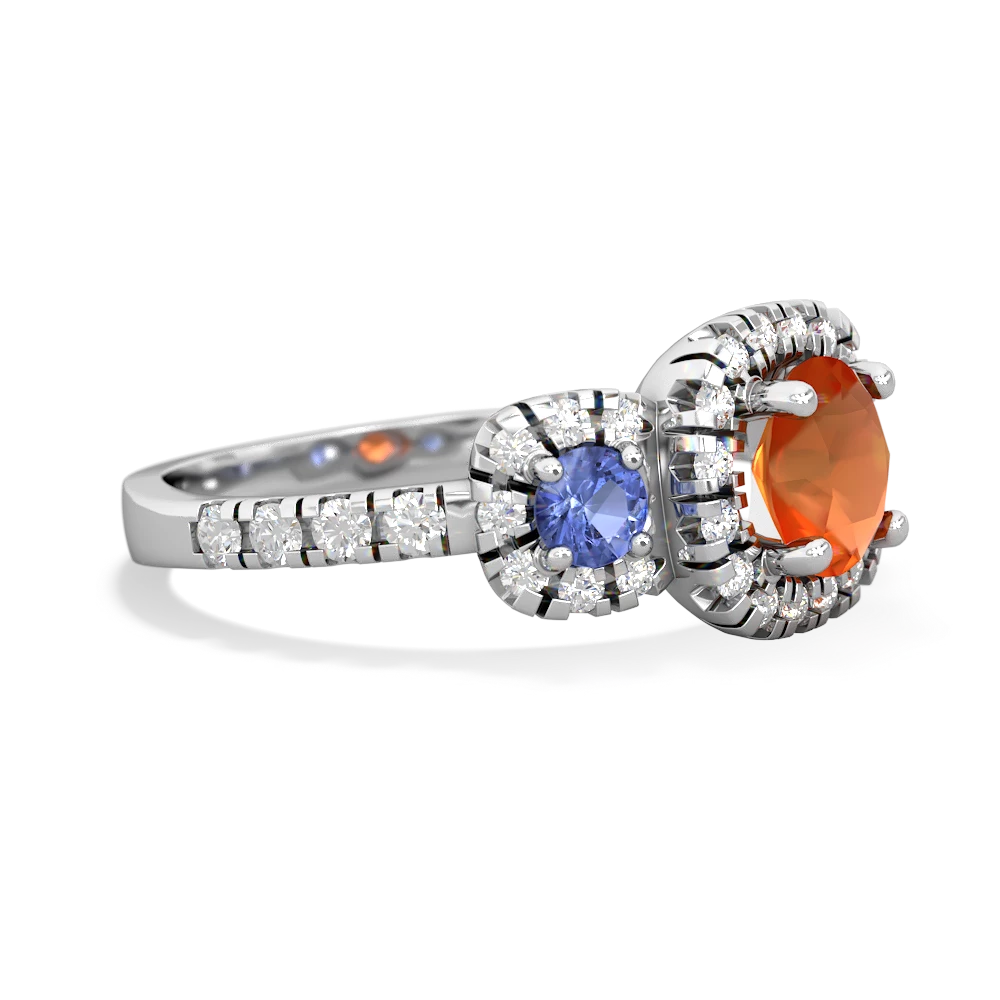 Fire Opal Regal Halo 14K White Gold ring R5350