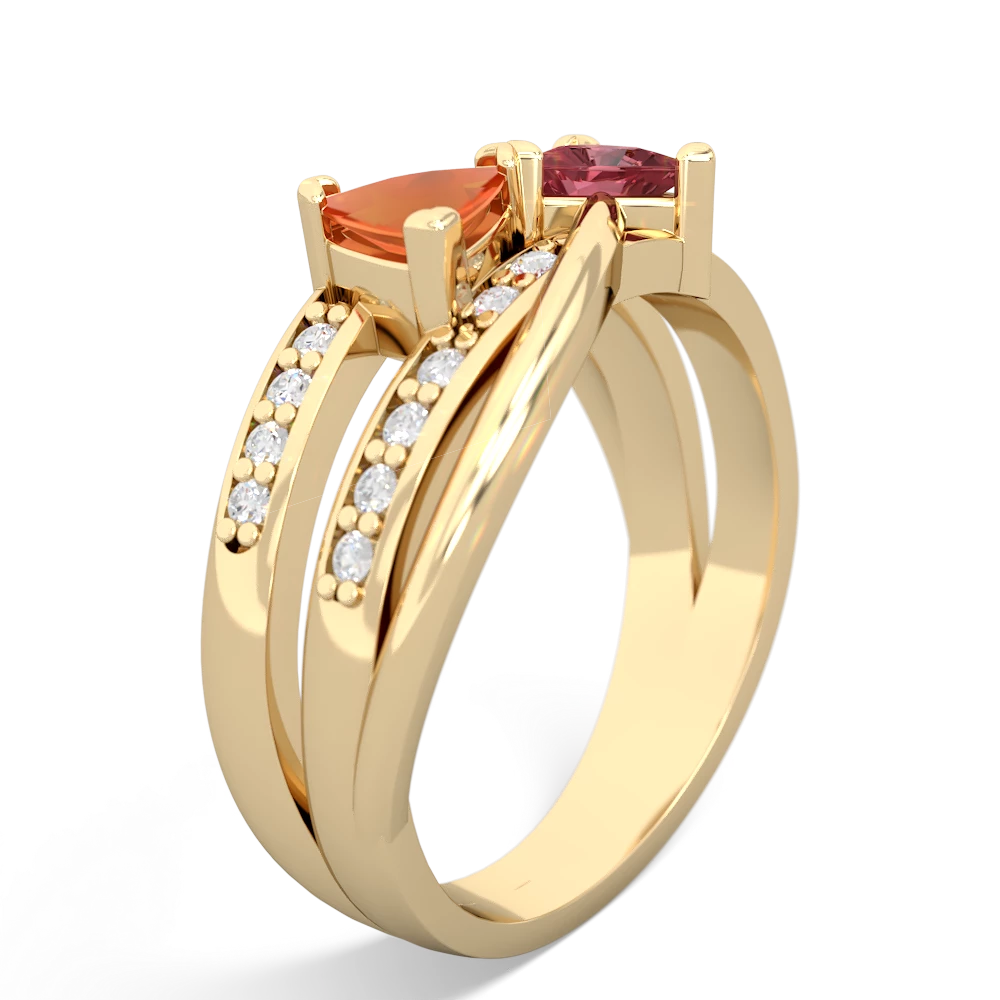 Fire Opal Bowtie 14K Yellow Gold ring R2360