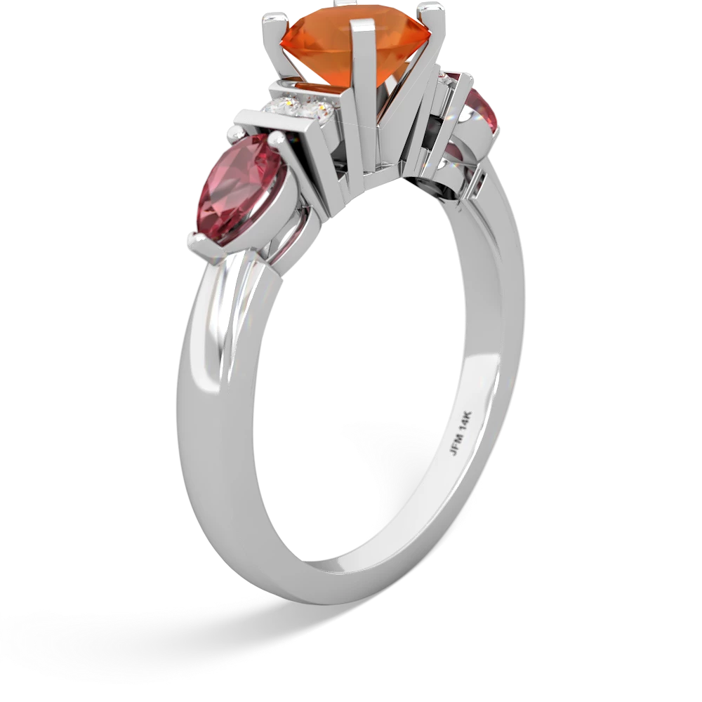 Fire Opal 6Mm Round Eternal Embrace Engagement 14K White Gold ring R2005