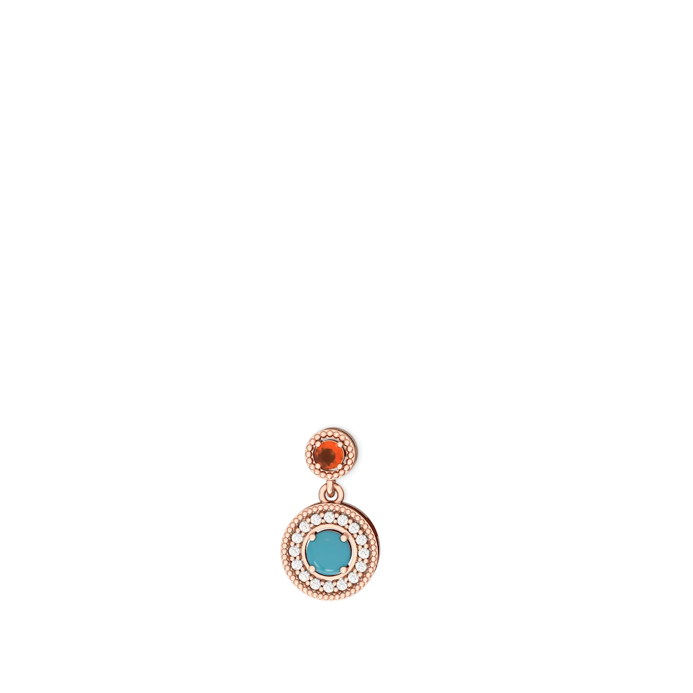 Fire Opal Halo Dangle 14K Rose Gold earrings E5319